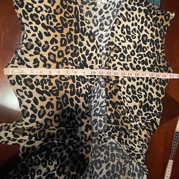 Lark & Ro Leopard Print Wrap Dress Polyester Cap Sleeve Mid-Length Stretchy XL - Picture 11 of 14